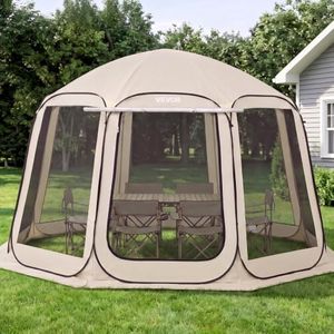 VEVOR Pop up Screen House Tent, 12 x 11 ft, 10-12 Person Screen Gazebo with Extended Awning, Portable Screened in Canopy with Carry Bag, Netting Sides, for Patio, Backyard, and Outdoor Activities