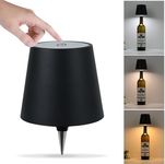 Asslye Pridola Wireless Bottle Lamp, 3 Color Stepless Dimming Pridola Bottle Lamp, Touch Control Wine Bottle Lampshade, Rechargeable Wine Bottle Lights for Bars Restaurants (Black)