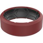 ThunderFit Men Breathable Air Grooves Silicone Wedding Ring Wedding Bands - 8mm Wide (Dark Red A-Black - Size 10.5-11 (20.6mm))