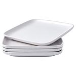 Bruntmor 8 inch Ceramic Dinner Plates- Set of 4, Porcelain Pasta Salad Plate Set For Kitchen, Dinnerware Dish Set, Dishwasher & Microwave Safe - White