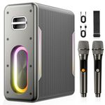 Zeelink Karaoke Machine with Two Wireless Microphones, Powerful Portable Bluetooth Speaker for Adults & Kids, PA System with 2 Voice Mode, LED Lights, Supports BT/TWS/AUX/USB/TF for Party