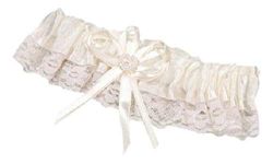 Victoria Lynn Garter - Satin and Lace Trim with Heart - Cream