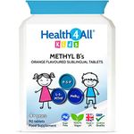 Health4All Kids Methyl B's 90 Tablets for Children for Stress & Mood Support. Sublingual Vegan pre-methylated B12 Methylcobalamin, 5-Methylfolate and Vitamin B6 P-5-P