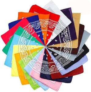 20 Pcs Assorted Bandanas Paisley Cowboy Polyester Headbands 22x22 inch