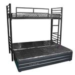 s k grill art Wrought Iron Bunk Bed with Storage Box without Mattress for Adults Metal Frame (Black Powder Coated, 3 x 6 Feet)