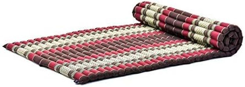 LEEWADEE Materassino Singolo da Pavimento Pieghevole, Materasso Giapponese Arrotolabile, Letto per Ospiti O da Campeggio, Futon Shiatsu in Kapok, 190 x 100 cm, Marrone Rosso