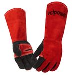 vclpower Leather Welding Gloves Fireproof Heat-Resistant 500°C Long Sleeve Mitts for BBQ, Fireplace, Oven, Stove, Grill, Log Wood Burners, MIG/TIG/Stick Welding, Forging, Animal Handling(L-large)