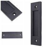 Eco- Fused 1x Sliding Barn Door Finger Pull (Black) with Self Tapping Screws - 6-Inch Solid Steel Flat Bottom Handle - Easy to Install - Ideal for Sliding Doors, Closets, Sheds, Garages