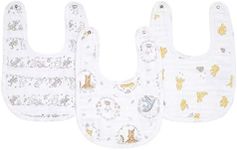 aden + anais essentials Snap Baby Bib, 100% Cotton Muslin, 3 Layer Burp Cloth, Super Soft & Absorbent for Infants, Newborns and Toddlers, Adjustable with Snaps, 3 Pack, winnie + friends