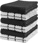 Utopia Towels -6 Kitchen Towels Set - 38 x 64 cm - 100% Ring Spun Cotton Super Soft and Absorbent Dish Towels, Tea Towels and Bar Towels (Black)