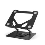 amazon basics Metal Laptop Stand with 360° Rotation, Height & Angle Adjustable, Foldable Design, Improves Air Flow, Carbon Steel Body, 10 kg Max Weight for Laptops & MacBook (Black)