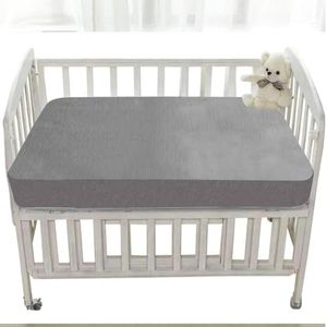 Trance Home Linen Cotton Terry Premium Baby Toddler Waterproof Crib Bed Protector Fitted Sheet | Cradle Mattress Cover Bed Protectors | Elasticated | Hypoallergenic (28"x52" | Grey | Pack 2)