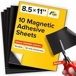 Ultra Thin Magnetic Sheets with Adhesive Backing - 10 PCs Each 8.5” x 11” - Flexible Magnet Sheets with Self Adhesive - Sticky Magnetic Paper for Photo and Picture Magnets - Craft Magnet Stickers…