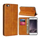 SunYoo for iPhone 6 Case,for iPhone 6s Case,Cowhide Pattern Leather Magnetic Book Wallet Case Stand Holder Flip Cover with Card Slots/Cash Compartment for iPhone 6/6s(4.7")-Light Brown