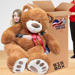 5 Foot Very Big Smiling Teddy Bear Five Feet Tall Cookie Dough Brown Color with Bigfoot Paws Giant Stuffed Animal Bear