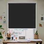 KCO Cordless Blackout Roller Blind Window Blinds and Shades Waterproof UV Protection Roller Blinds for Bathroom Kitchen Bedroom, 34" W x 72" L, Black