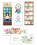 anujarusiya | mindfulness bookmarks | Set of 5 | Illustration with quotes | laminated on both sides | best gift for readers