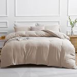 SASTTIE Ultra Soft Duvet Cover Full/Double, Beige Duvet Cover for Full/Double Size Bed, 3 Pieces Duvet Cover Set with Zipper Closure, Corner Ties, 80x90 Inch