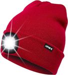 ATNKE LED Lighted Beanie Cap,USB Rechargeable Running Hat Ultra Bright 4 LED Waterproof Light Winter Warm Gifts for Men and Women/Red