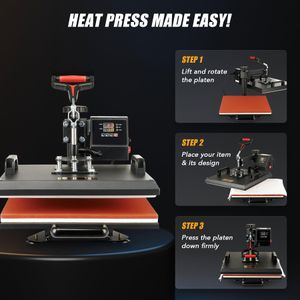 CREWORKS 8-in-1 Heat Press Machine, 38x38cm – Multifunctional Sublimation
