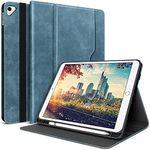 H HOLIMET Case for iPad 9th/8th/7th Generation 2021 2020 2019 with Pencil Holder, Multi-Angle Viewing Stand PU Leather Shockproof Cover with Pocket Strap Auto Wake/Sleep