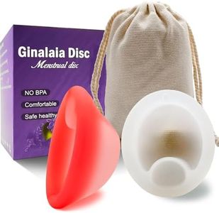 Ginalaia Menstrual Disc, Reusable Medical-Grade Silicone Soft, Flexible, Reusable Period disc for Women - Wear 12 Hours - Removal Notch (Pink+White, M+S)