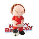 Anniversary House Football Cake Topper Keepsake Set, Red, 2-Piece Birthday Cake Decorations, Sturdy Resin Topper and Happy Birthday Motto, Football Cake Decorations for Boys, CD102R, 7.5cm (3")