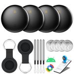 Air Tracker Tags for Android with Case- Bluetooth Tracker Item Finder for Key, Wallet, Luggage - Works with Google Find Hub, IP66 Waterproof, Smart Tag for Android & Samsung Phones (4 Black)