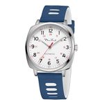 Diaofendi Medical Nurse Watch for Medical Students,Doctors, Second Hand, Easy Read Dial, 24 Hour Marks, 3ATM Waterproof, Silicone Band, Silver-Blue White, Nurse watch