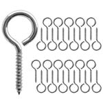 HXLPAY 24 Pcs Screws Eye hooks 2.56 Inch 304 Stainless Steel Heavy Duty Eye Hooks Screw,m5 screw eye,Rust and Corrosion Resistant,Load Bearing 200LB,Indoor & Outdoor Use (24)