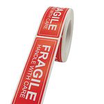 3" X 1" Fragile Handle with Care Warning Stickers for Shipping and Packing - 250 Permanent Adhesive Labels Per Roll