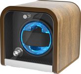 Watch Winder for Automatic Watches, Single Watch Winders Box for Rolex, Walnut Grain Design with 4 Rotation Mode Setting & Blue LED Light, Supports 2 * AA Batteries (Not Included), Gift for Man