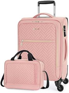 BAGSMART 20 Inch Carry On Suitcase, Lightweight, Expandable, TSA Lock, Polyester, Pink