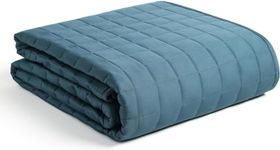 YnM Exclusive Weighted Blanket, Soothing Organic Long Stapled Cotton, Bed Blanket for One Person of 140lbs, Ideal for Queen/King Bed (60x80 Inches, 15 Pounds, Peacock/Grey Reversible)…