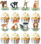 48pcs Animal Cupcake Toppers, Woodl