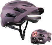 Bike Helmet, Mountain Bike Helmets for Men and Women, Front and Back LED Lights Safe Certified MTB Road Bicycle Helmet with Adjustable Brim