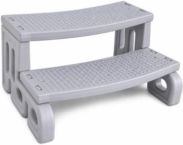 ROMIVO Hot Tub Steps, Non-Slip Spa Steps for Outdoor Hot Tub, 2-Step Heavy Duty RV Steps and Stairs for Camper, Waterproof Resin Patio Steps, Easy Assembly with Installation Video Grey