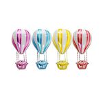 Pop The Party Hot Air Aluminum Foil Parachute balloons for birthday decoration, baby shower pack of 4 (Pink, red yellow, blue)