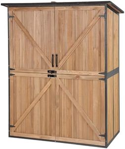 Aivituvin Outdoor Storage Shed Upgraded with Strong Metal Frame Garden Tool Shed Storage House Cabinet with Adjustable Shelfs and Wooden Floor 4.6 x 2.42FT (Brown)