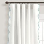 Lush Decor Coastal Chic Scallop Edge Window Curtain Panel Pair, 52" W x 84" L, Blue & White