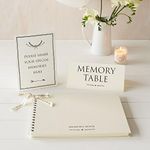 ANGEL & DOVE Luxury A4 Ivory Memory Book & 2 Signs Set - Ideal for Funeral Condolence Book, Memorial, Celebration of Life