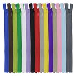 DOITEM 15pcs 60cm/24 Inch Invisible Multicolor Nylon Coil Zippers for Sewing and Crafts 15 Colors