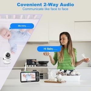 HelloBaby 5'' Video Baby Monitor with Camera – Night Vision, Two-Way Audio