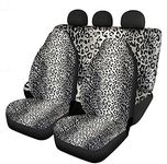 Jeiento Cool Leopard Print Car Seat Covers for Men Women, Stretchy Elastic Car Protectors Anti Slip Front Rear Seat Covers for Most Cars, SUVs, Bucket, Bench Cover