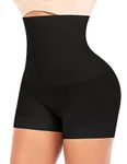 Riseholy Womens Shapewear Shorts Tummy Control Underwear High Waisted Shaping Boyshorts Seamless Slip Shorts Under Dresses (Black,Small)