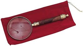 Solid Brass Magnifying Glass w/Wood Handle & Felt Bag