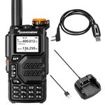 QUANSHENG UV-K5 VHF UHF Dual Band Long Range Walkie Talkie Portable Two Way Radio Handheld Ham Radio with VOX, 200 Channel, Tpey-C Charging, NOAA, for Adult, Security, Hiking with Programming Cable