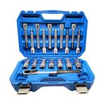 JEUCLEL 18PCS Suspension Shock Absorber Strut Nut Removal Tool Socket Set, 1/2 inch Steering Hub Shock Absorber Ratchet and Wrench Set, Shock Strut Installation Removal Tool Kit for All Vehicles