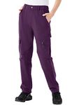 JHMORP Women's Hiking Pants Waterproof Lightweight Dry Fit Cargo Athletic Pants with Zipper Pockets (Purple,CA 3X)