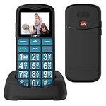 uleway Big Button Mobile Phone for Elderly, Unlocked Dual Sim Free Senior Mobile Phones, Easy to Use Pay as You Go 1.77" LCD Display, SOS Button, Talking Numbers, Torch, 800 mAh Battery - Blue